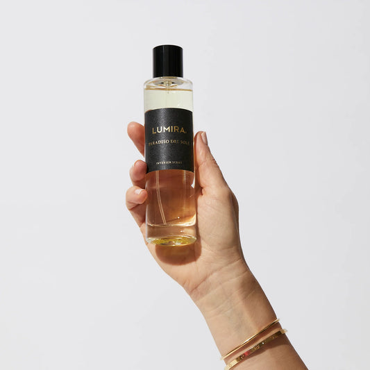 Image of a Lumira room spray from Terra Cruda's home fragrance collection